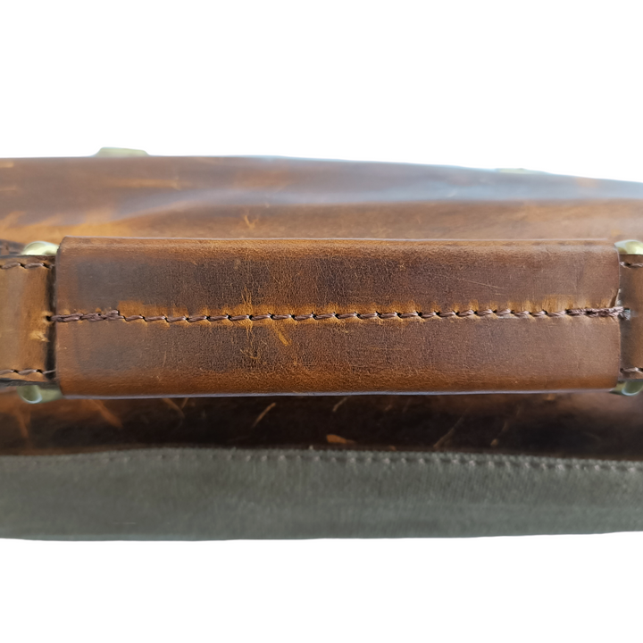 Brown Leather Canvas Hunter Laptop Bag