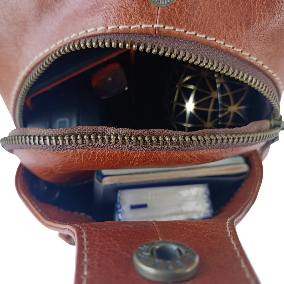Compact Leather Travel Backpack