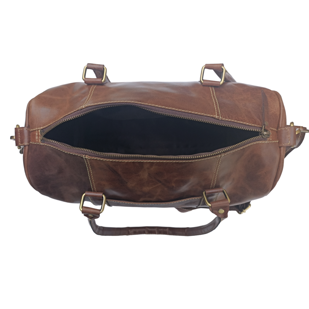 Stylish Mini Duffel Bag in Crazy Horse Leather