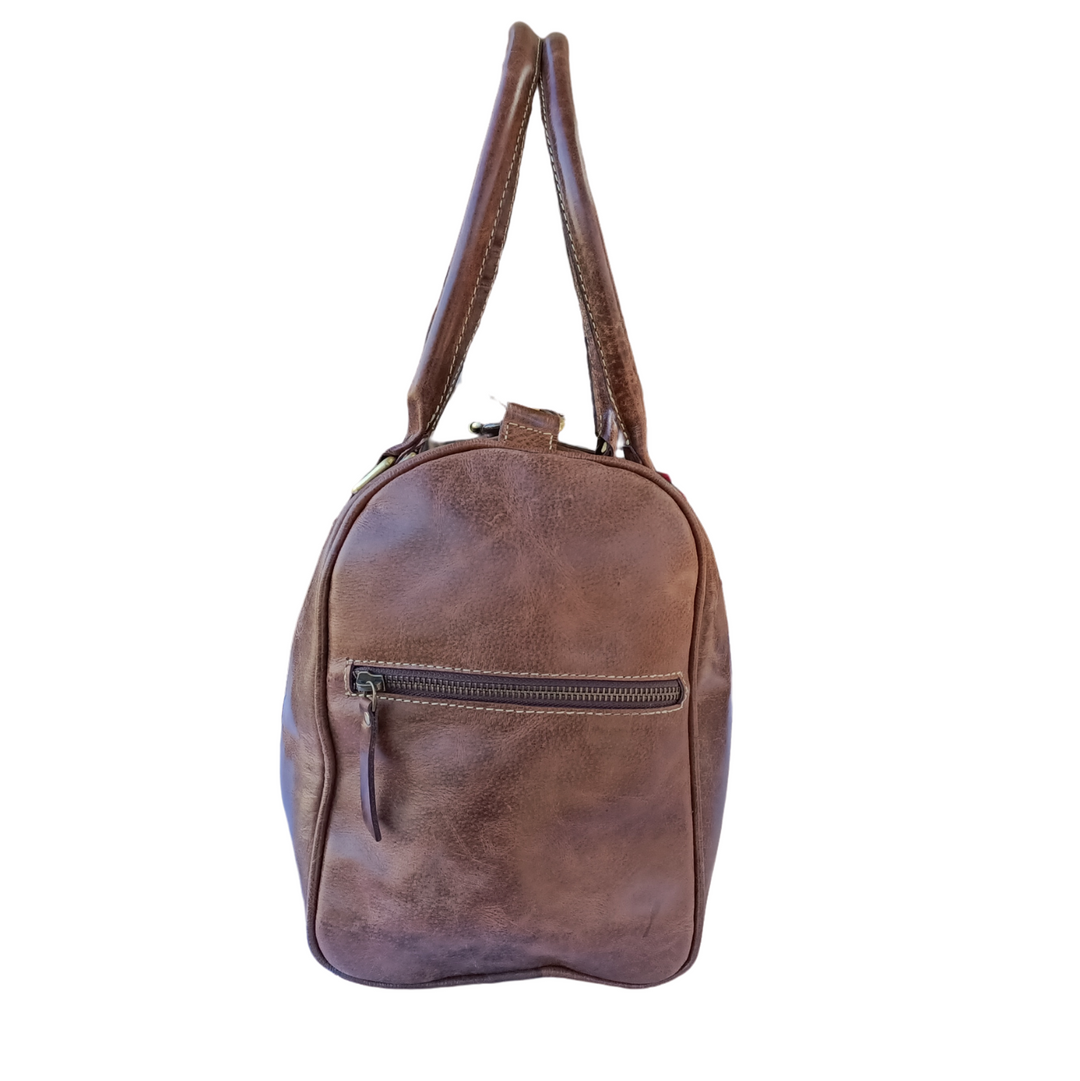 Stylish Mini Duffel Bag in Crazy Horse Leather