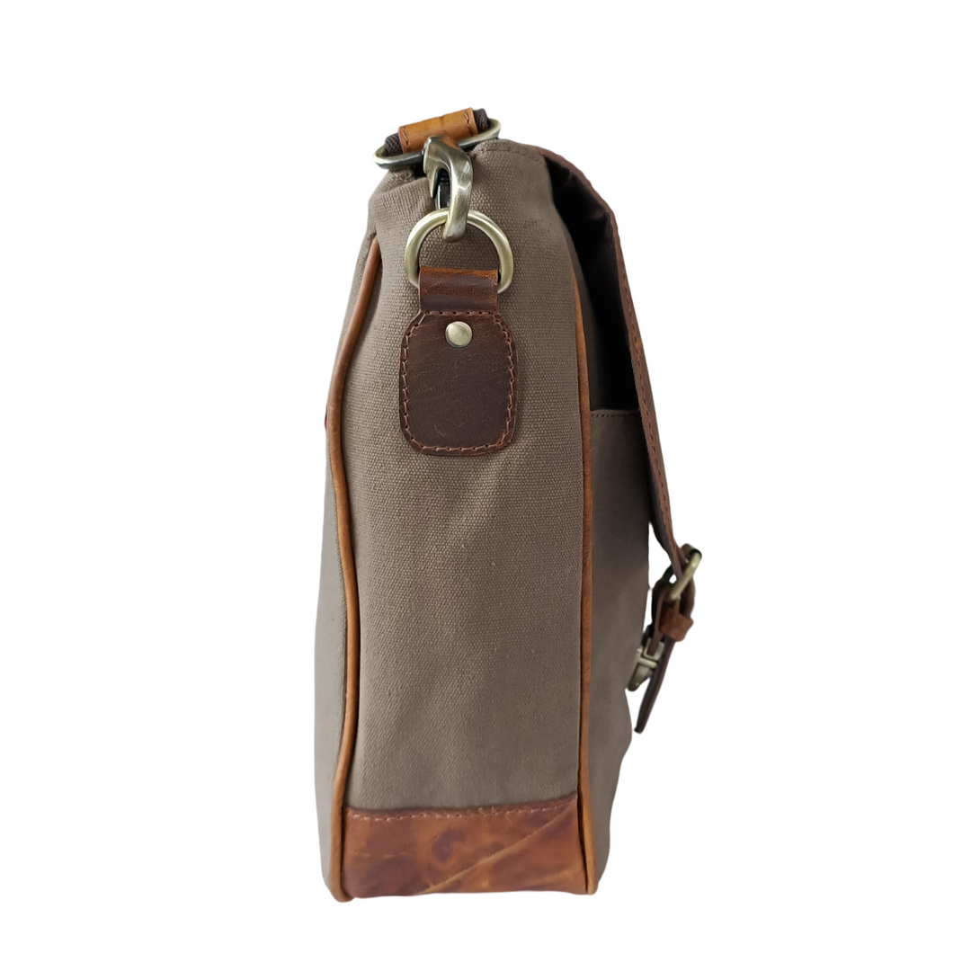 Brown Leather Canvas Hunter Laptop Bag