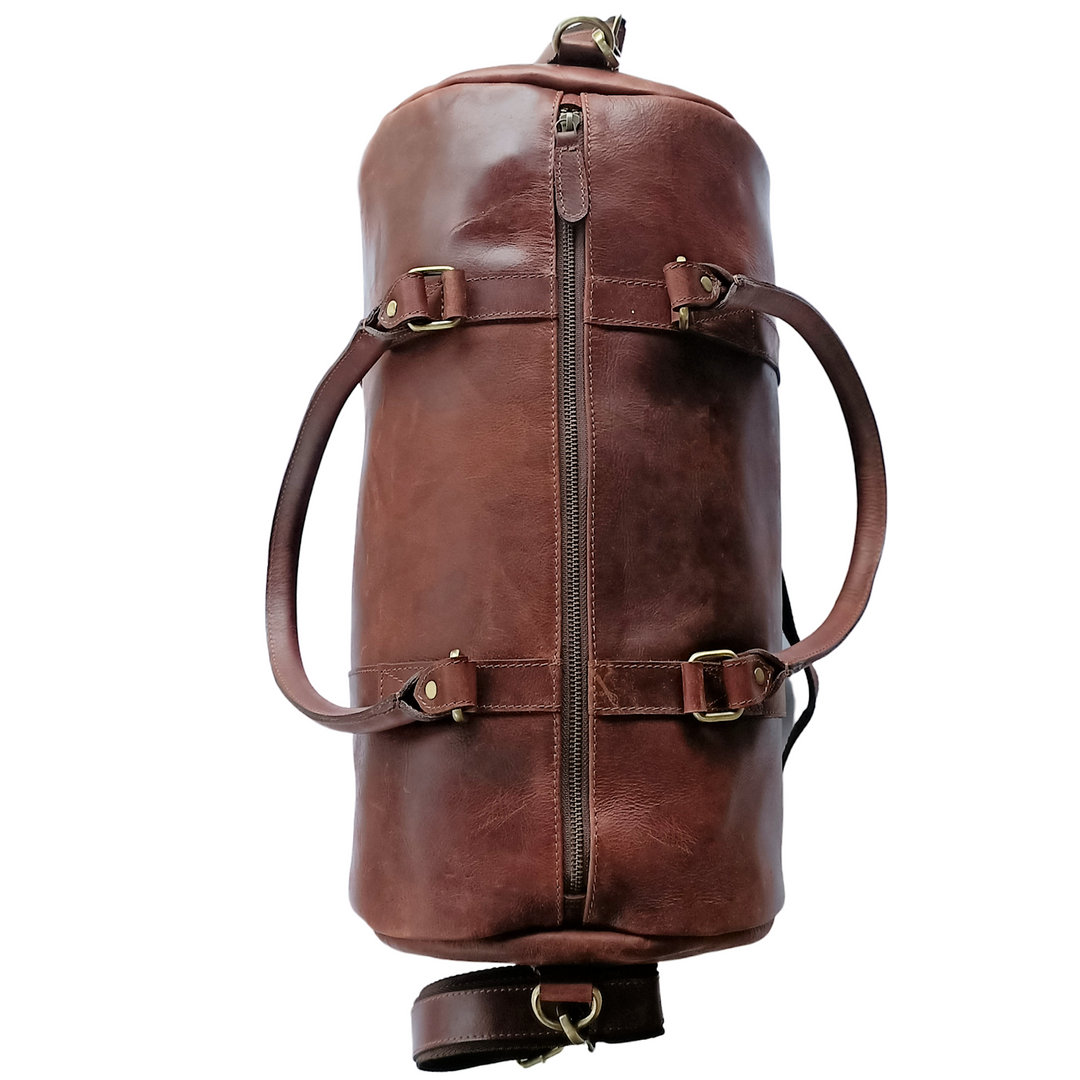 Chocolate Brown Leather Weekend Bag