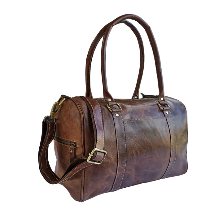 Stylish Mini Duffel Bag in Crazy Horse Leather
