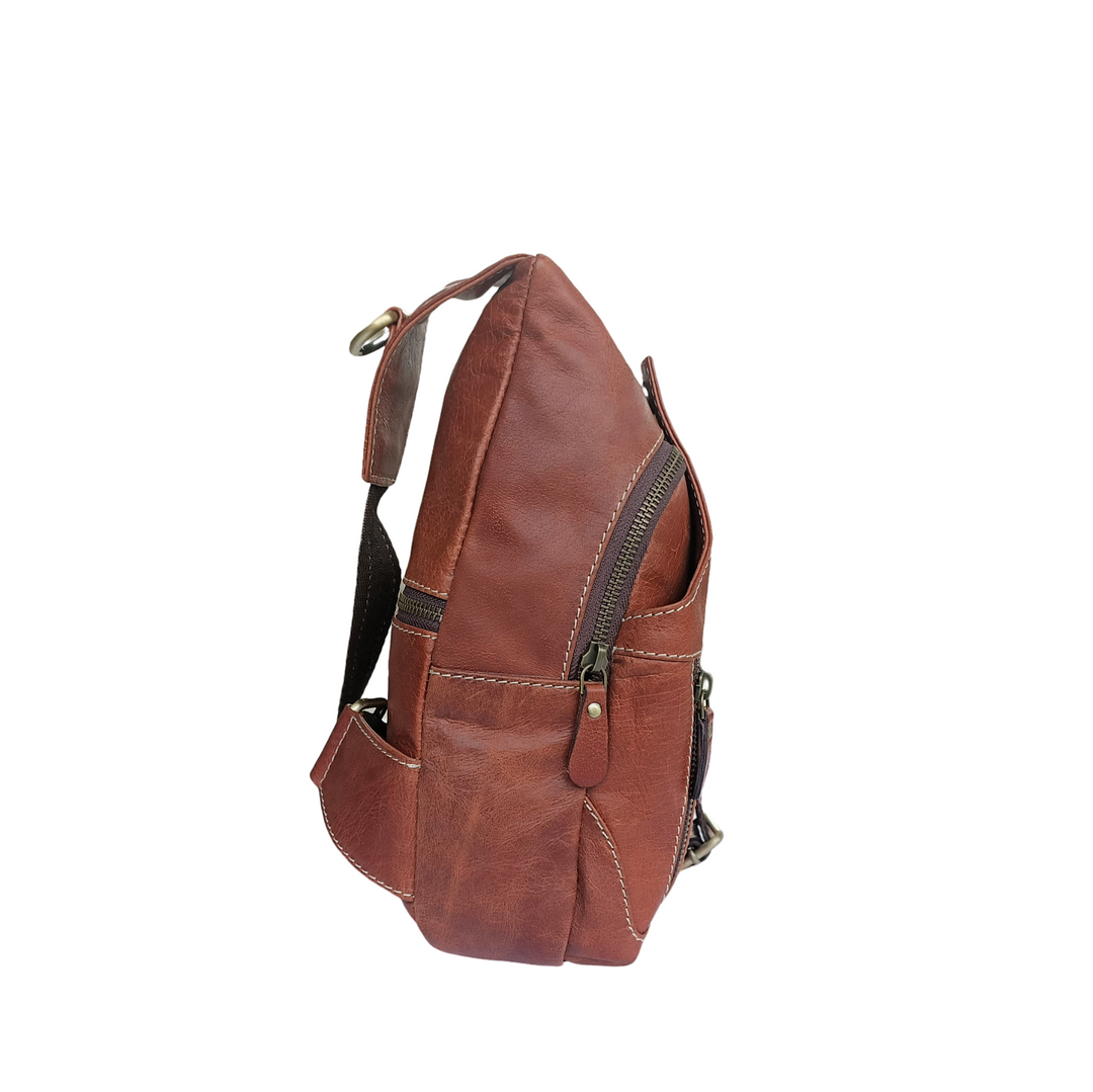 Compact Leather Travel Backpack