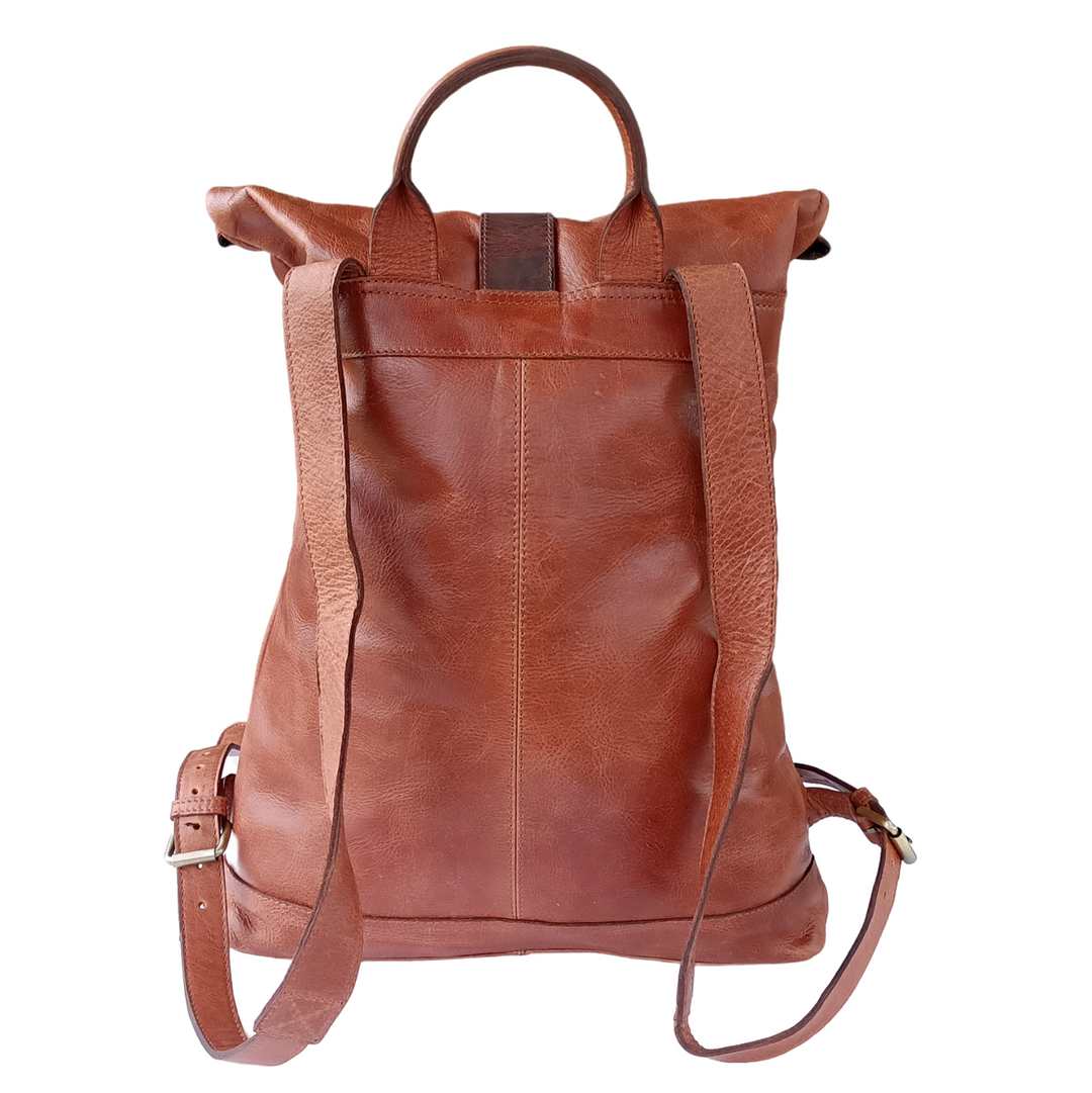Deep Brown Leather Backpack