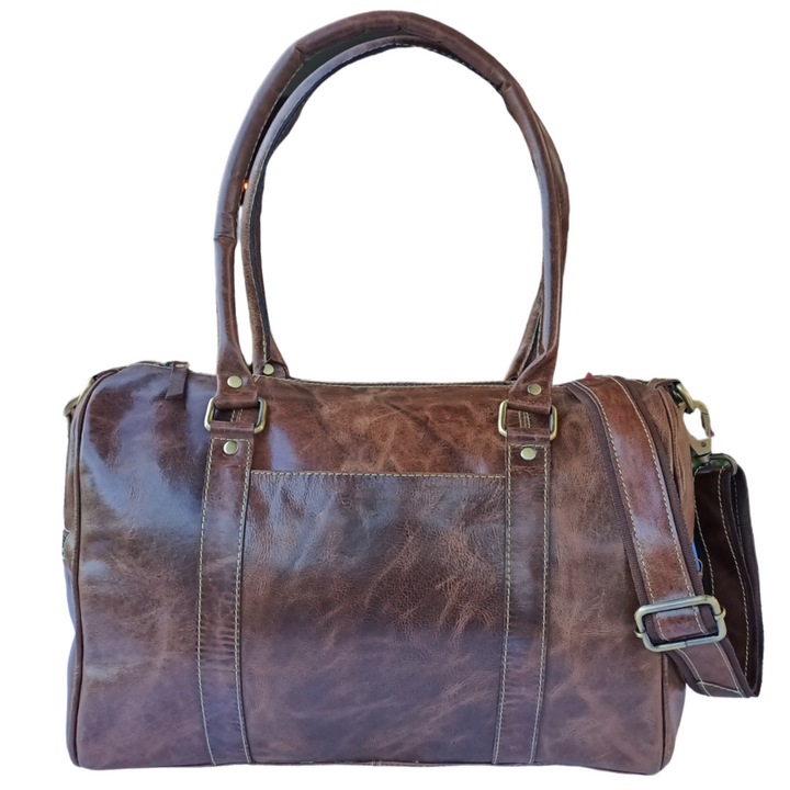 Stylish Mini Duffel Bag in Crazy Horse Leather