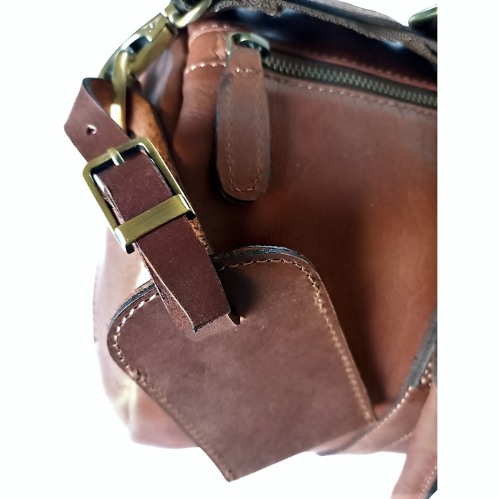 Tan Leather Weekend Duffel Bag