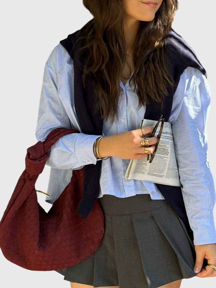 Celeste | Medium Suede Bag with Knotted Braided Detail