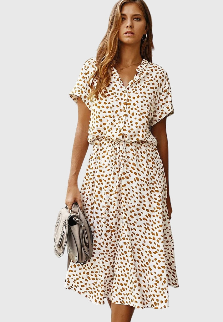 Amber - V-Neck Printed Dress