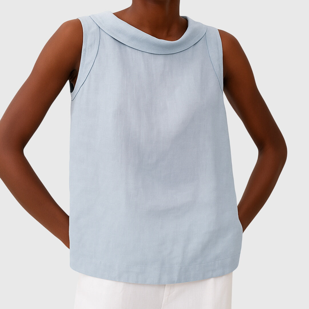 Camellia – Sleeveless Top with Roll Collar