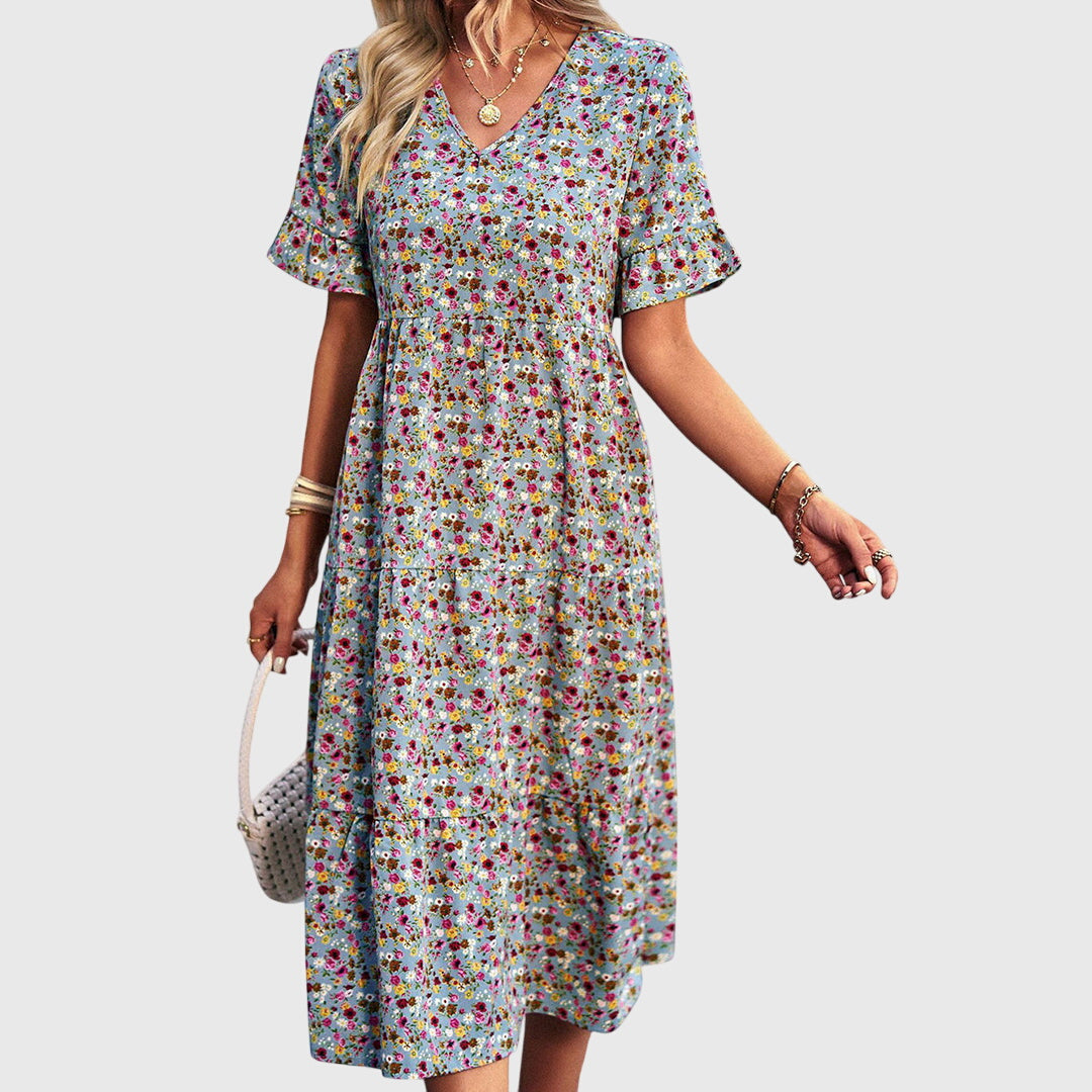 Carol - Floral Midi Dress for Summer