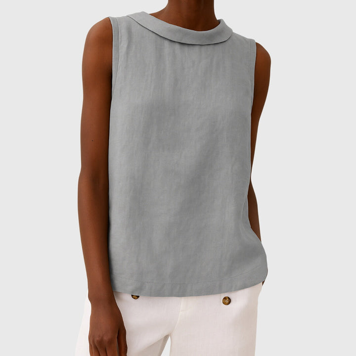 Camellia – Sleeveless Top with Roll Collar