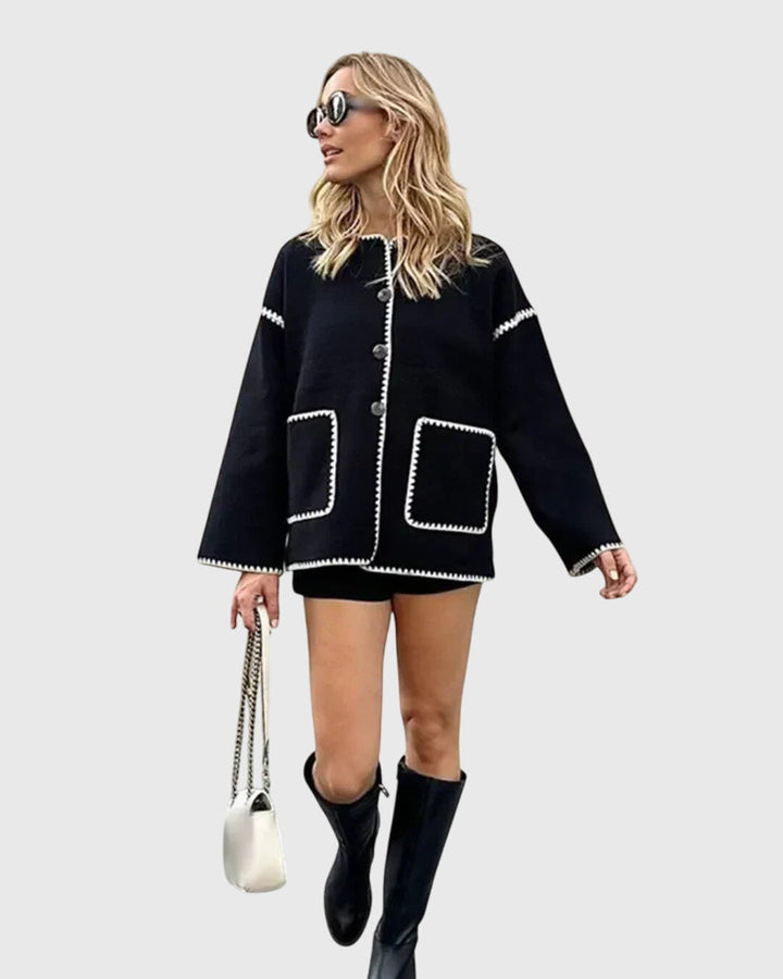 Aubrey | Warm & Stylish Contrast Cardigan