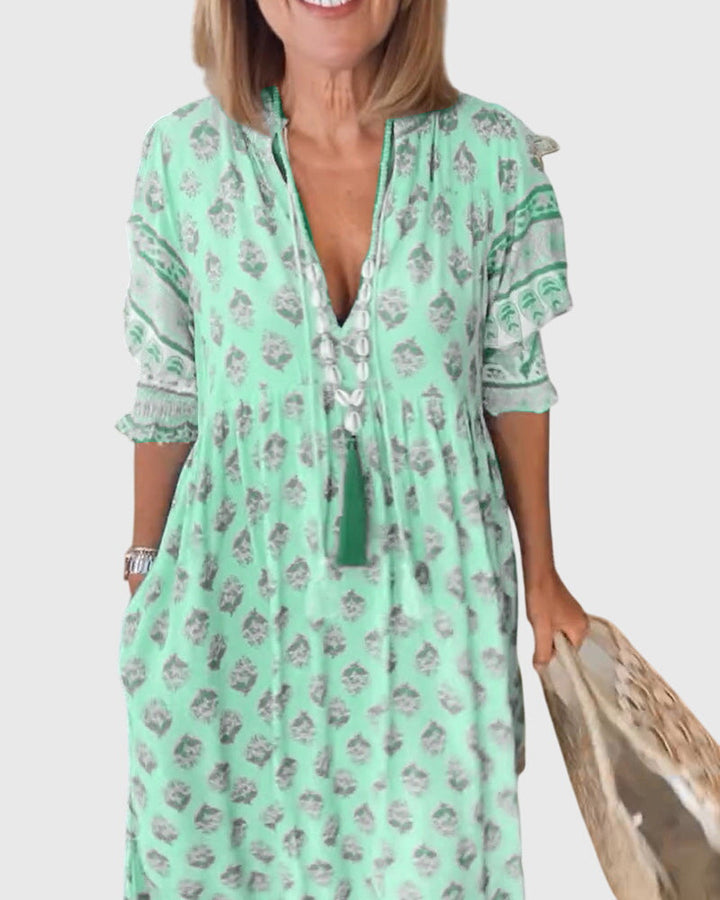Bridget - V-Neck Printed Dress