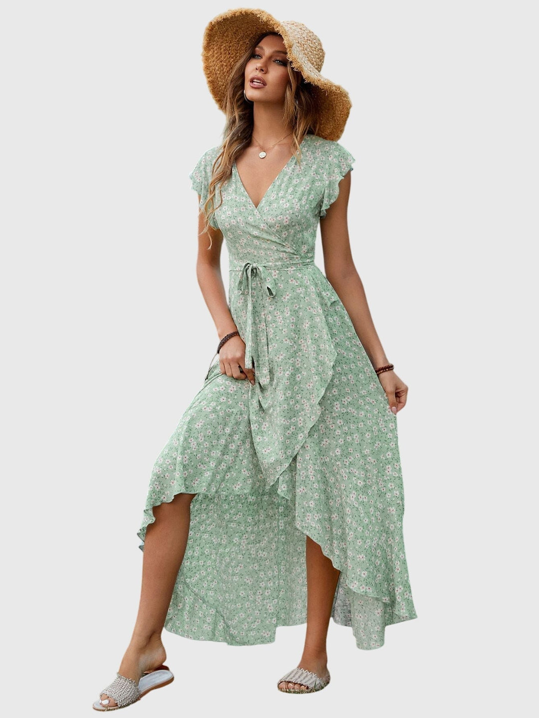 Adele - Floral Print Sleeveless Dress