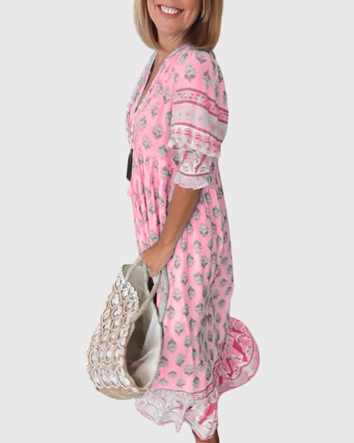 Bridget - V-Neck Printed Dress