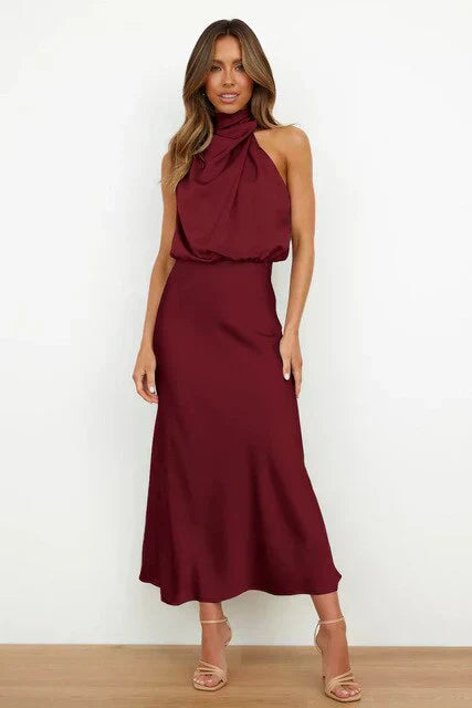Laura | Sleeveless Dress with Stand Collar