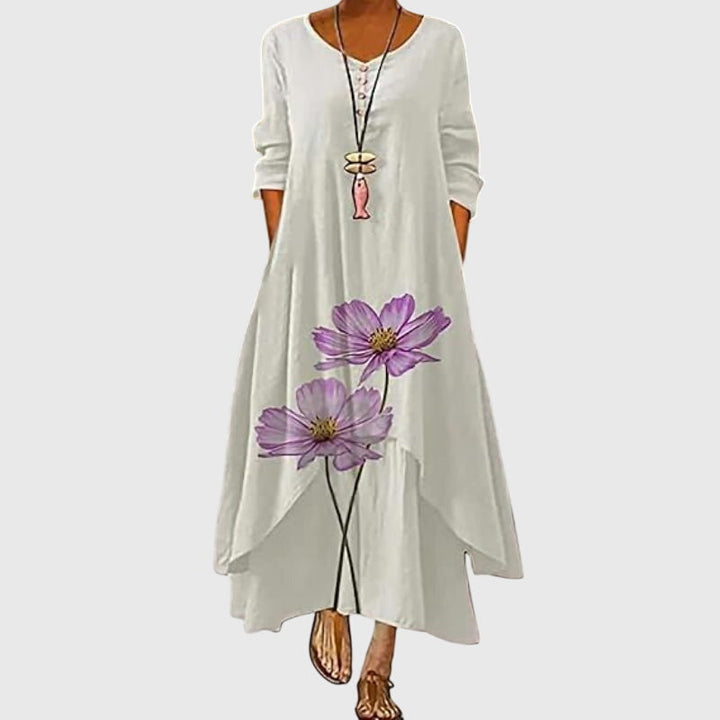 Alexandra - Women's Printed Maxi Dress with Long Sleeves for Summer