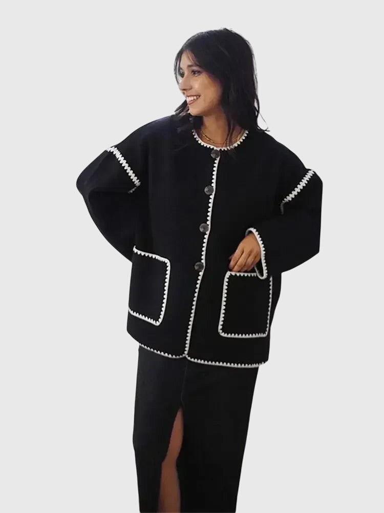 Aubrey | Warm & Stylish Contrast Cardigan