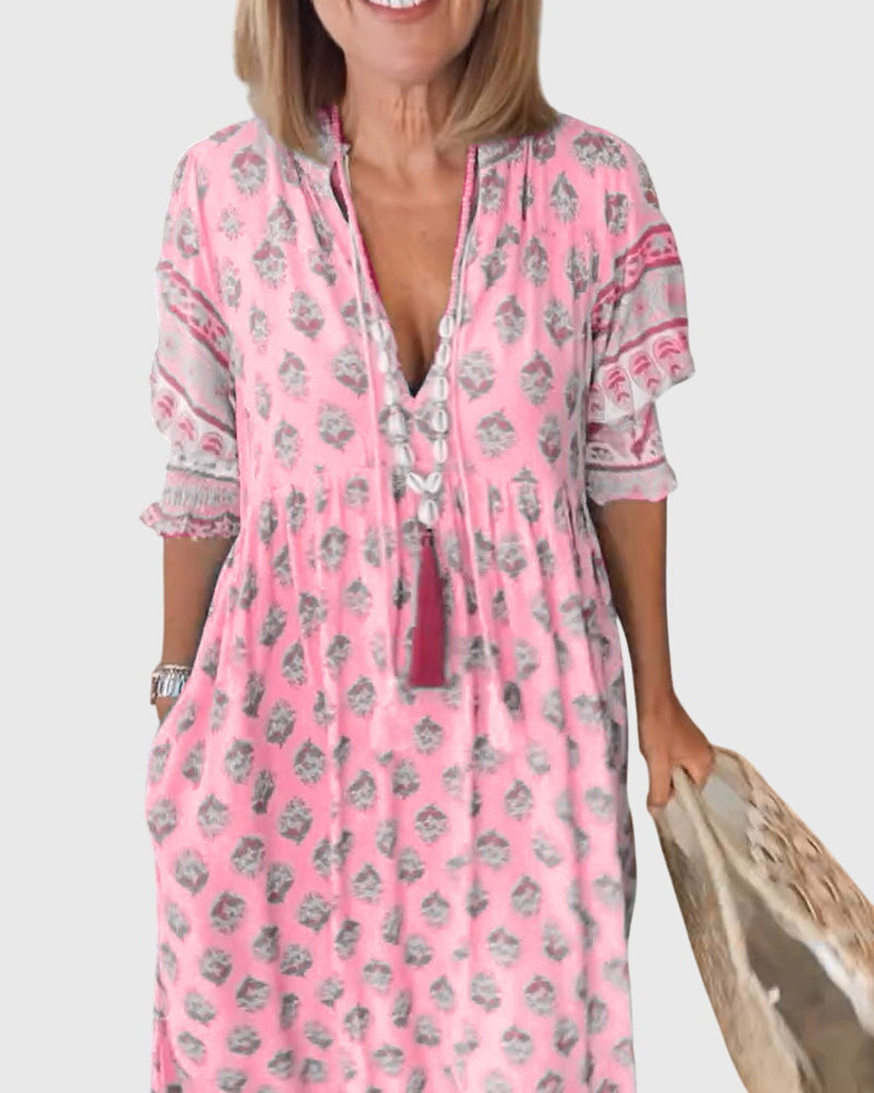 Bridget - V-Neck Printed Dress