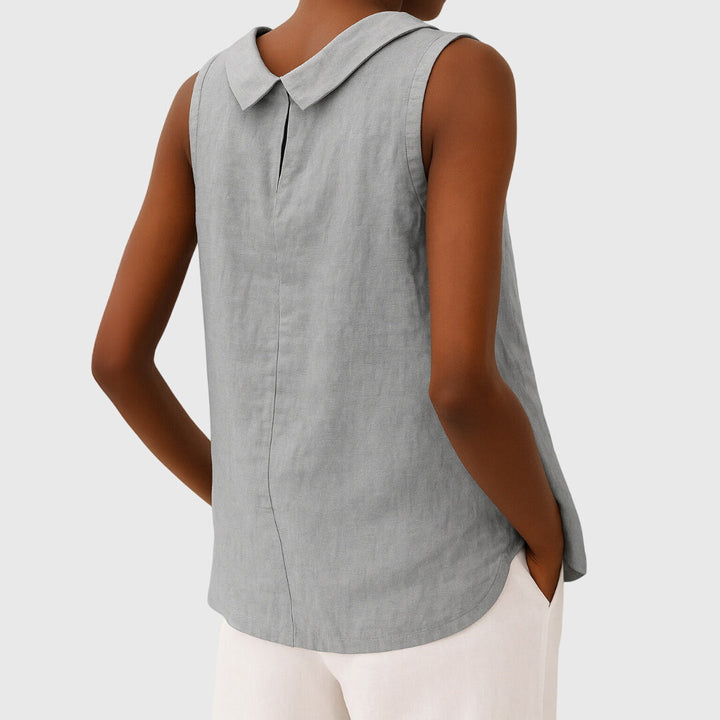 Camellia – Sleeveless Top with Roll Collar