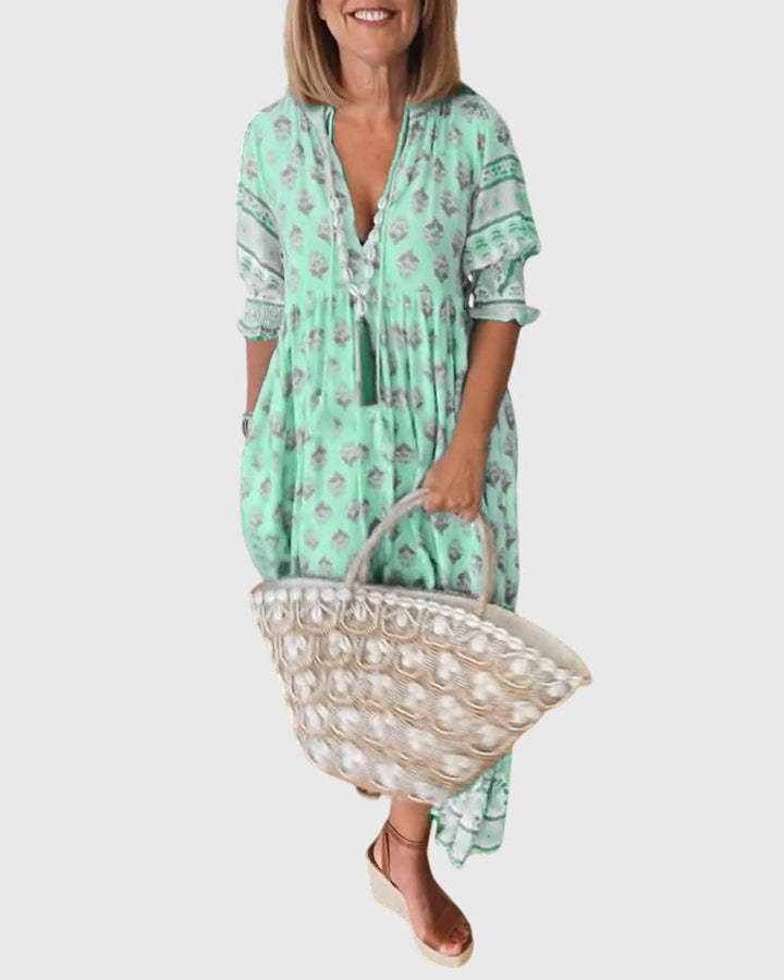 Bridget - V-Neck Printed Dress