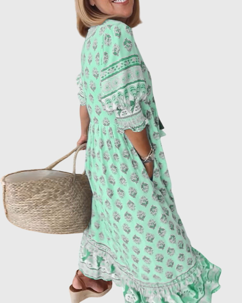 Bridget - V-Neck Printed Dress