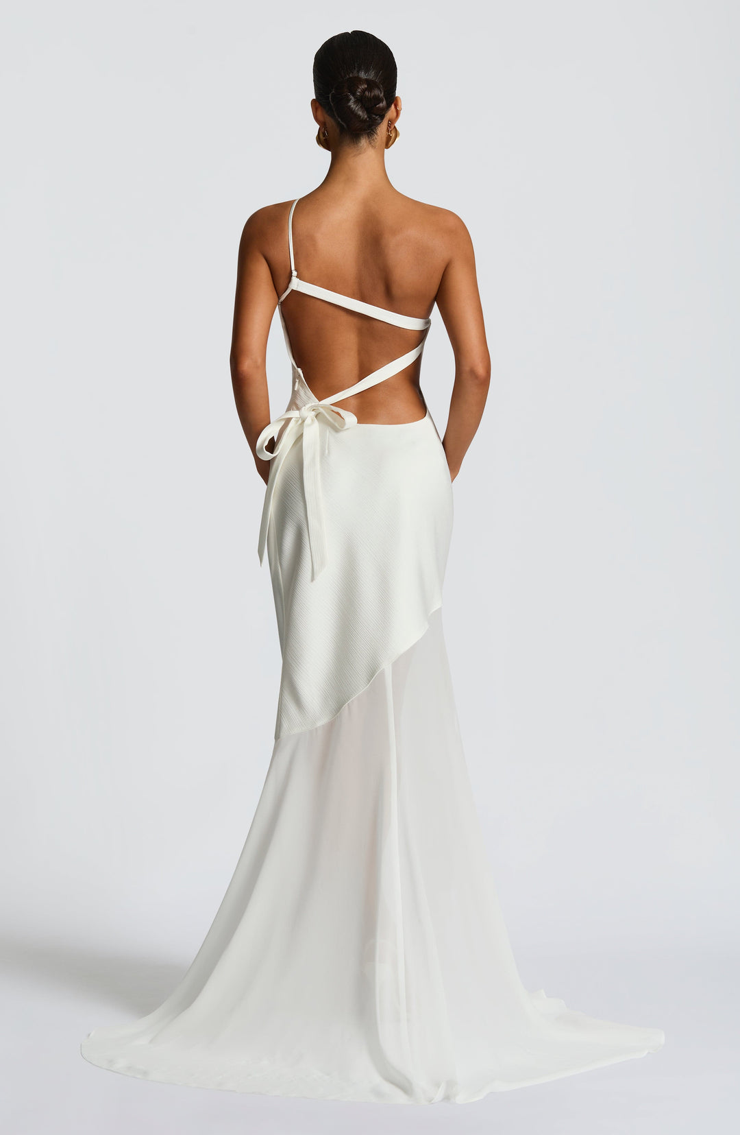 Carmen - Asymmetrical Mesh Evening Gown