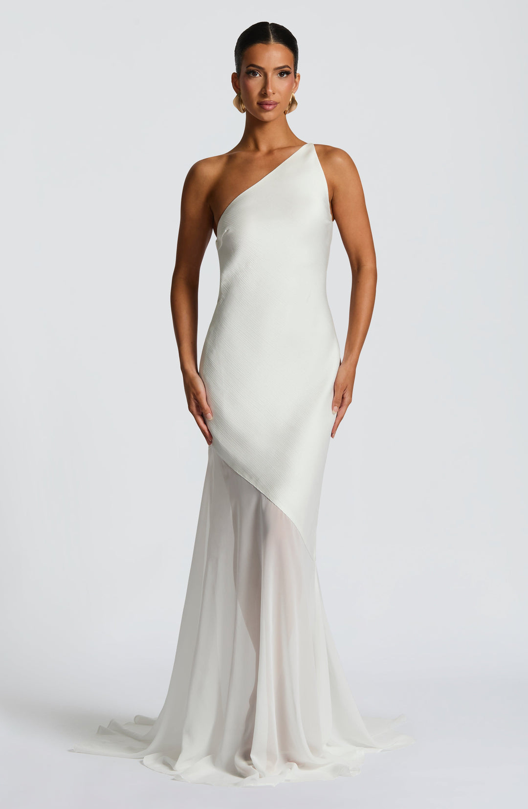 Carmen - Asymmetrical Mesh Evening Gown
