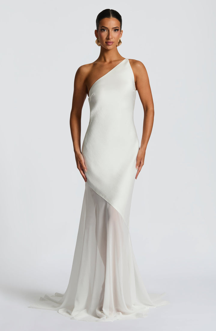 Carmen - Asymmetrical Mesh Evening Gown