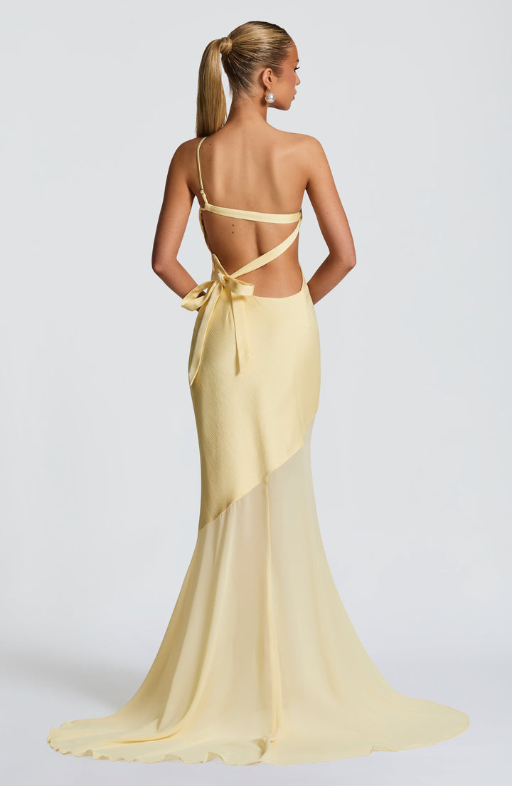 Carmen - Asymmetrical Mesh Evening Gown