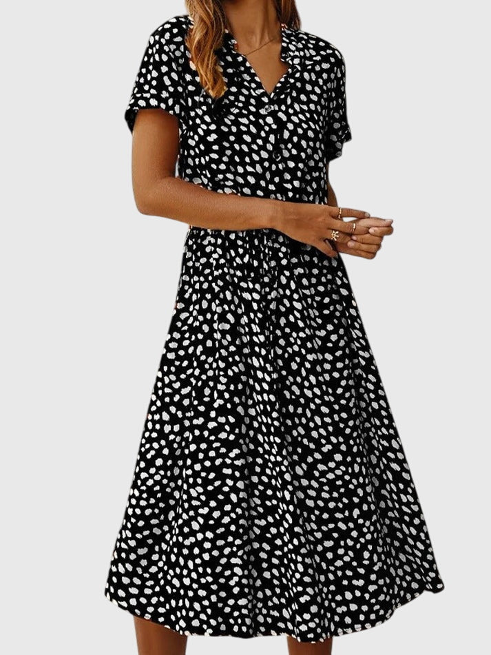 Amber - V-Neck Printed Dress