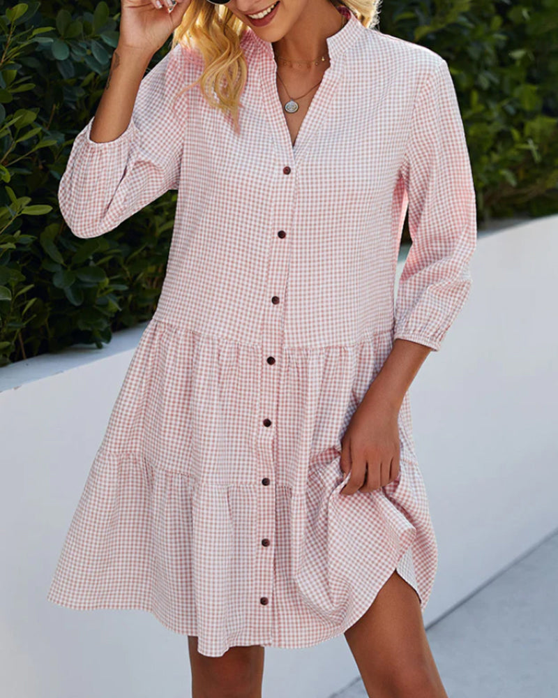 Emilia | Plaid Midi Shirt Dress