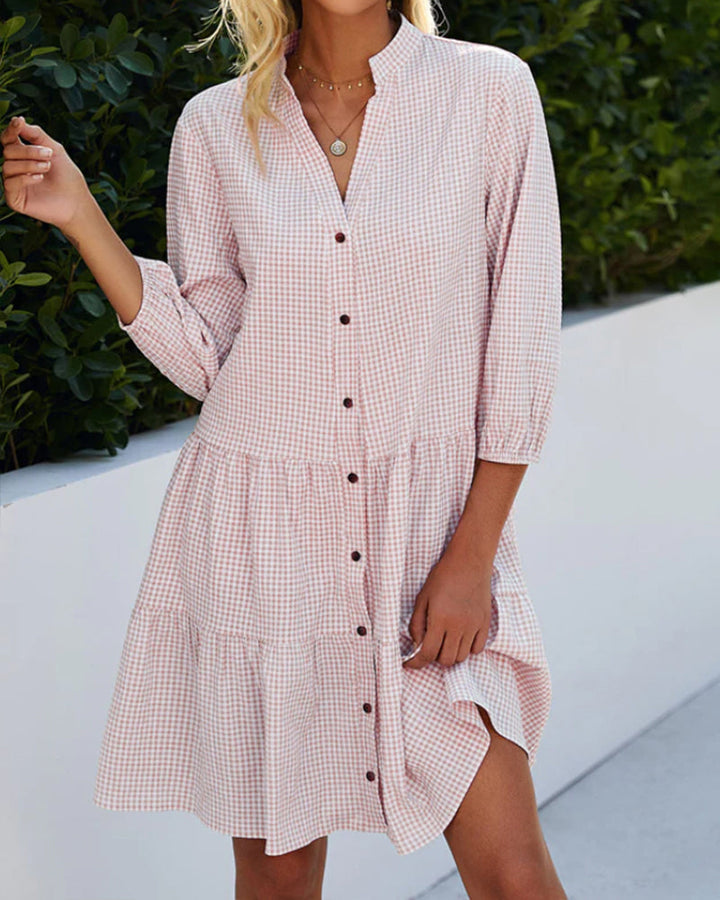 Emilia | Plaid Midi Shirt Dress