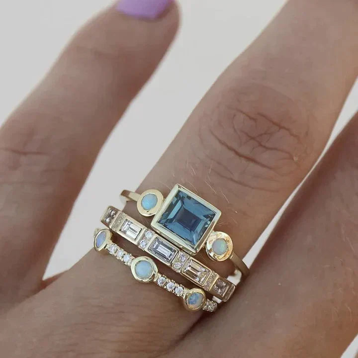 Sabrina Vintage-Style Ring with Blue Crystal