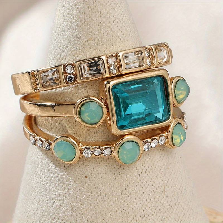 Sabrina Vintage-Style Ring with Blue Crystal