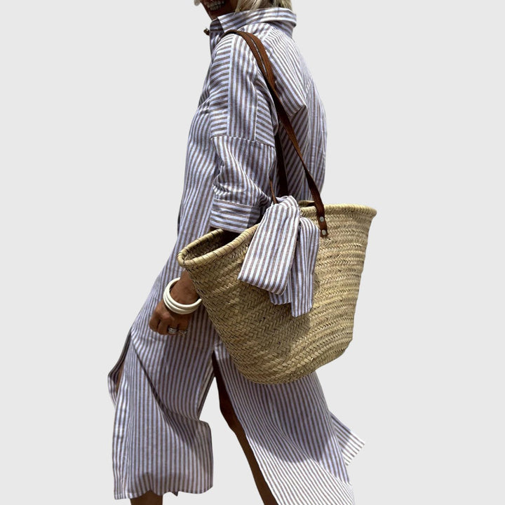 Annamay - Chic Striped Shirt Dress