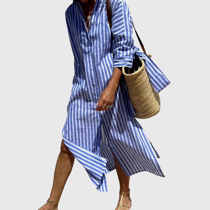 Annamay - Chic Striped Shirt Dress