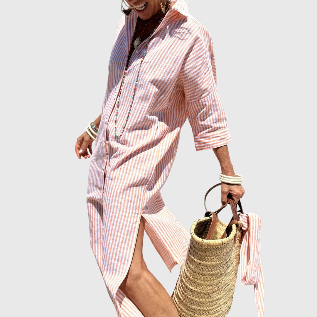 Annamay - Chic Striped Shirt Dress