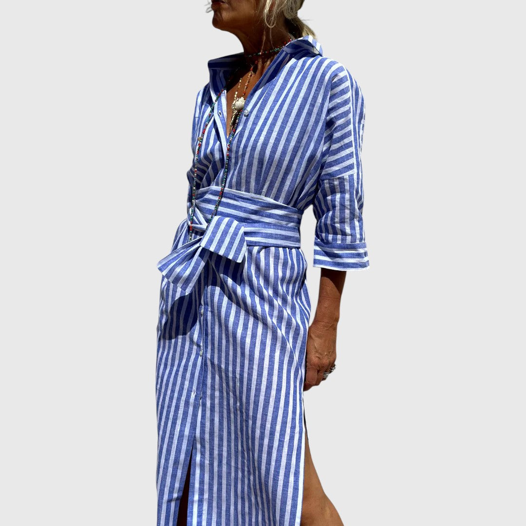 Annamay - Chic Striped Shirt Dress