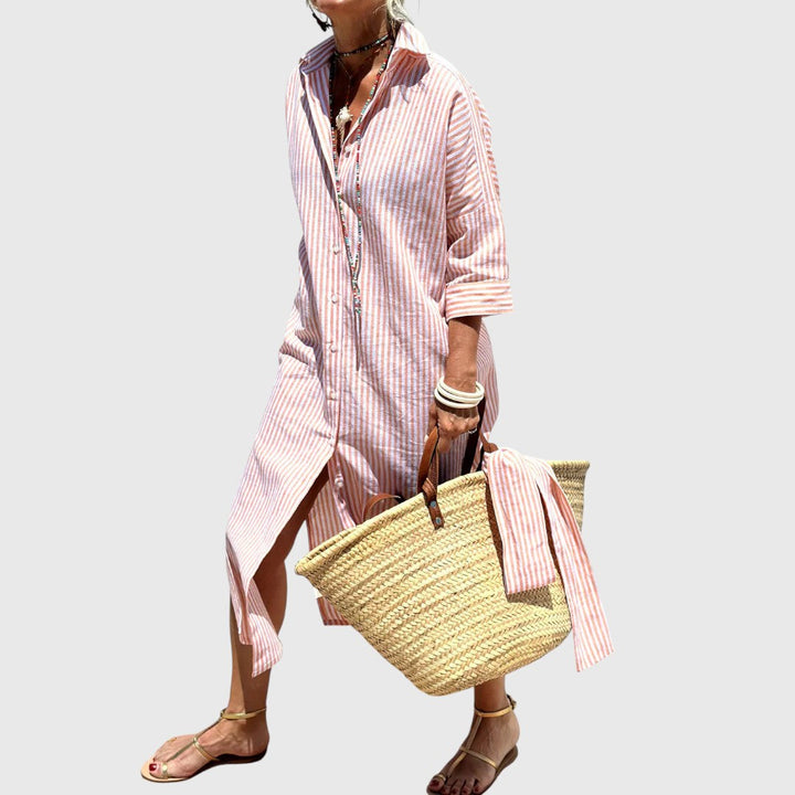 Annamay - Chic Striped Shirt Dress