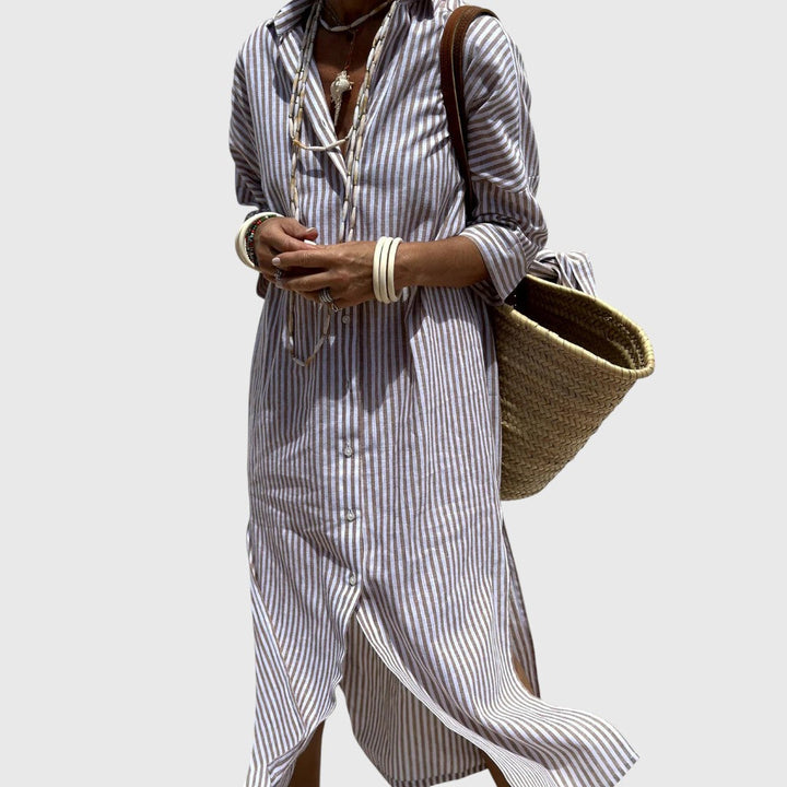 Annamay - Chic Striped Shirt Dress