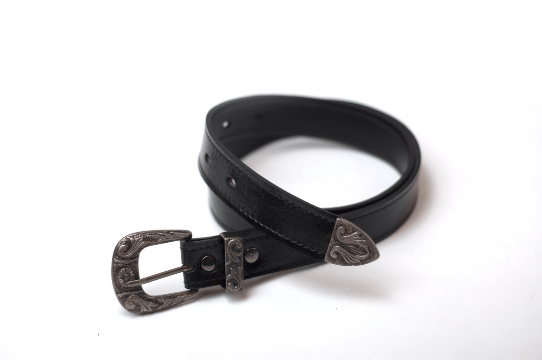 Glossy Black Patent Leather Belt
