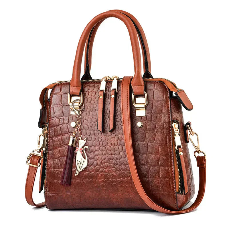 Sofie® Crocodile-Embossed Leather Handbag