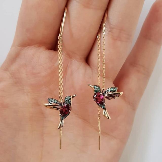 Shay | Hummingbird Enamel Earrings with Zirconia Accents