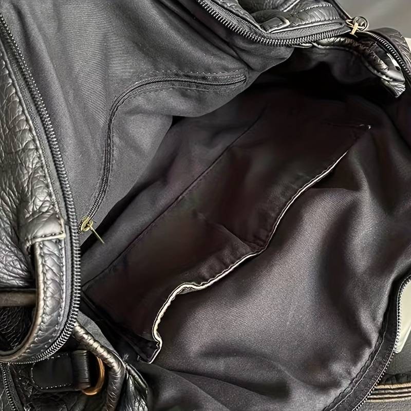 Chic Retro Black Leather Handbag