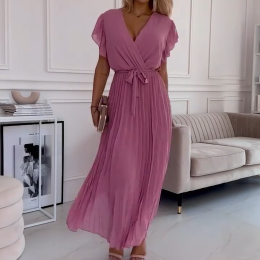 FRIDA V-Neck Pleated Dress