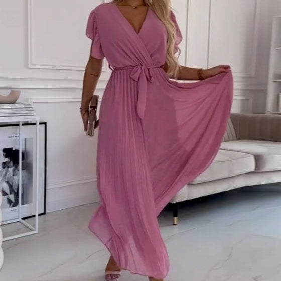 FRIDA V-Neck Pleated Dress
