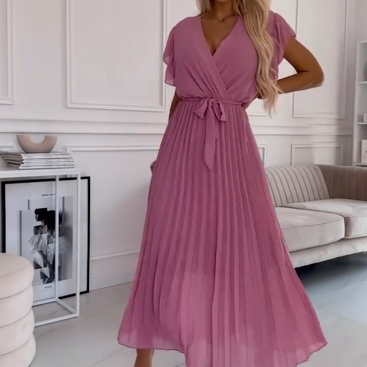 FRIDA V-Neck Pleated Dress