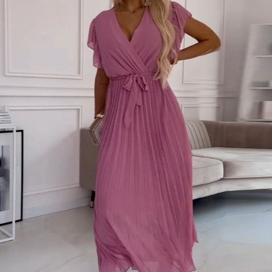 FRIDA V-Neck Pleated Dress
